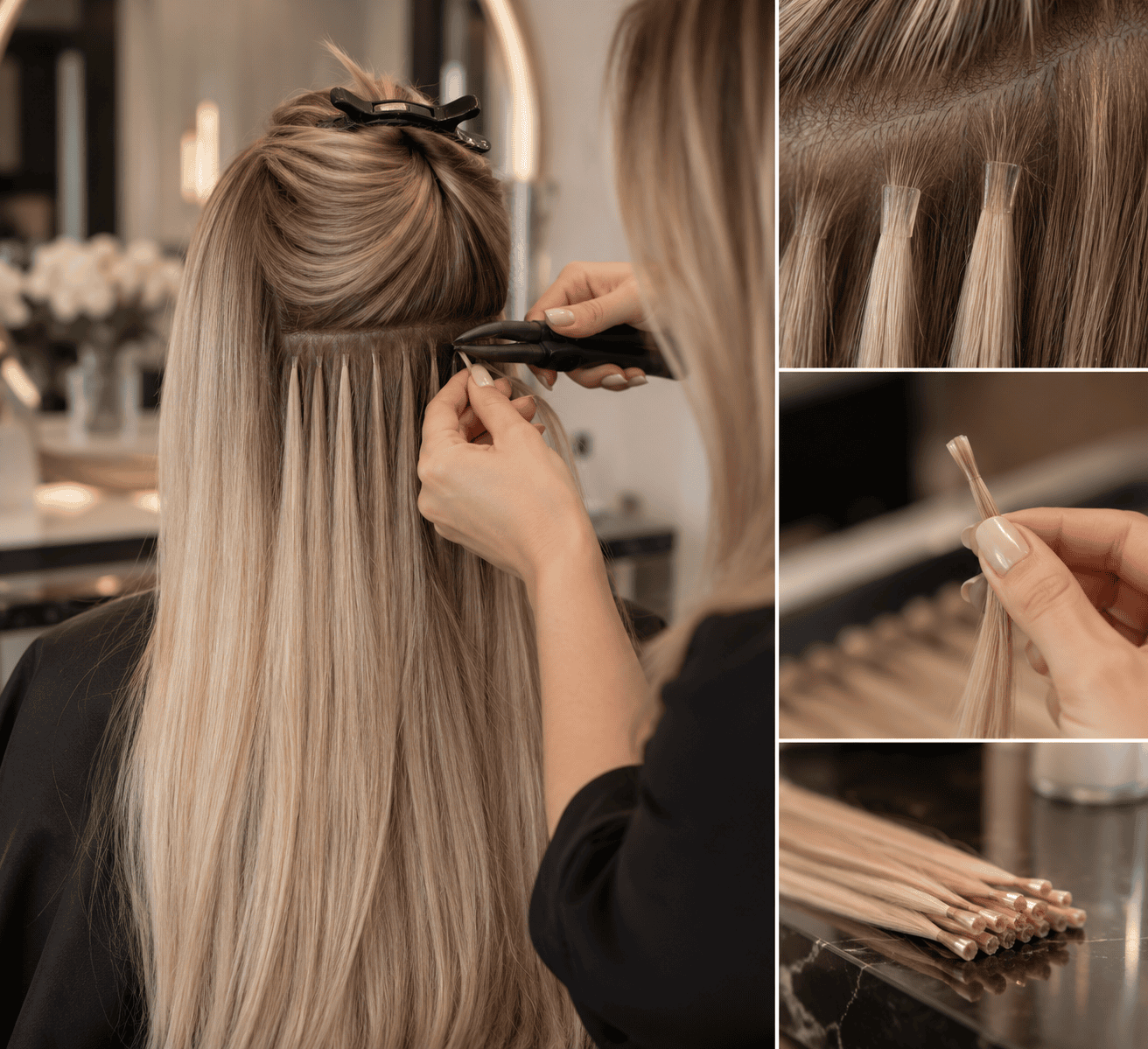 Кератинови кичури, поставени в Salon de Beauté, София